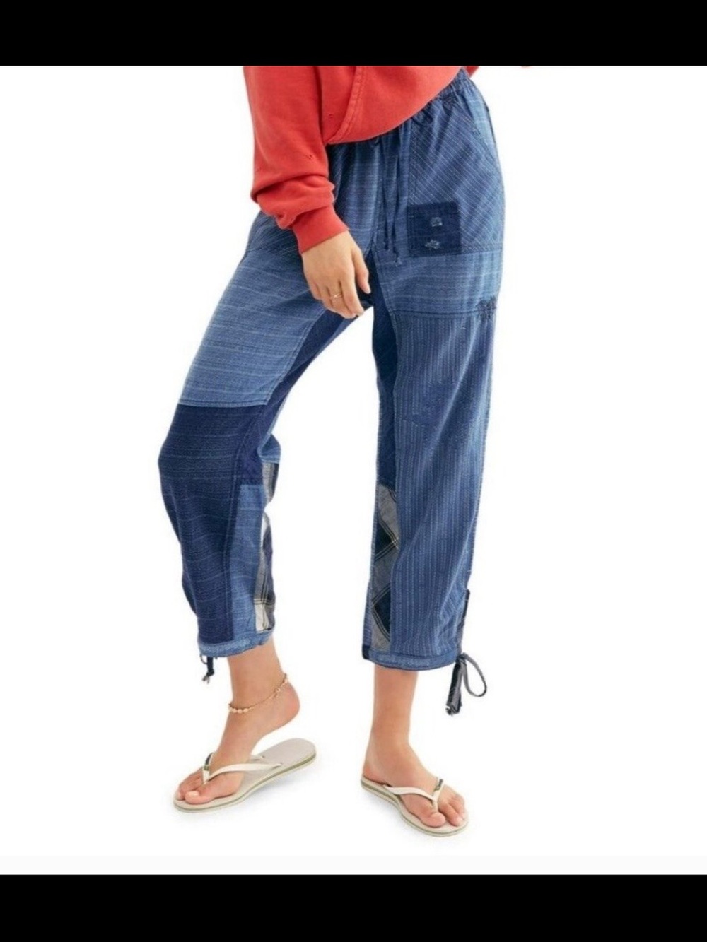 Free People Honey Bee patched pants